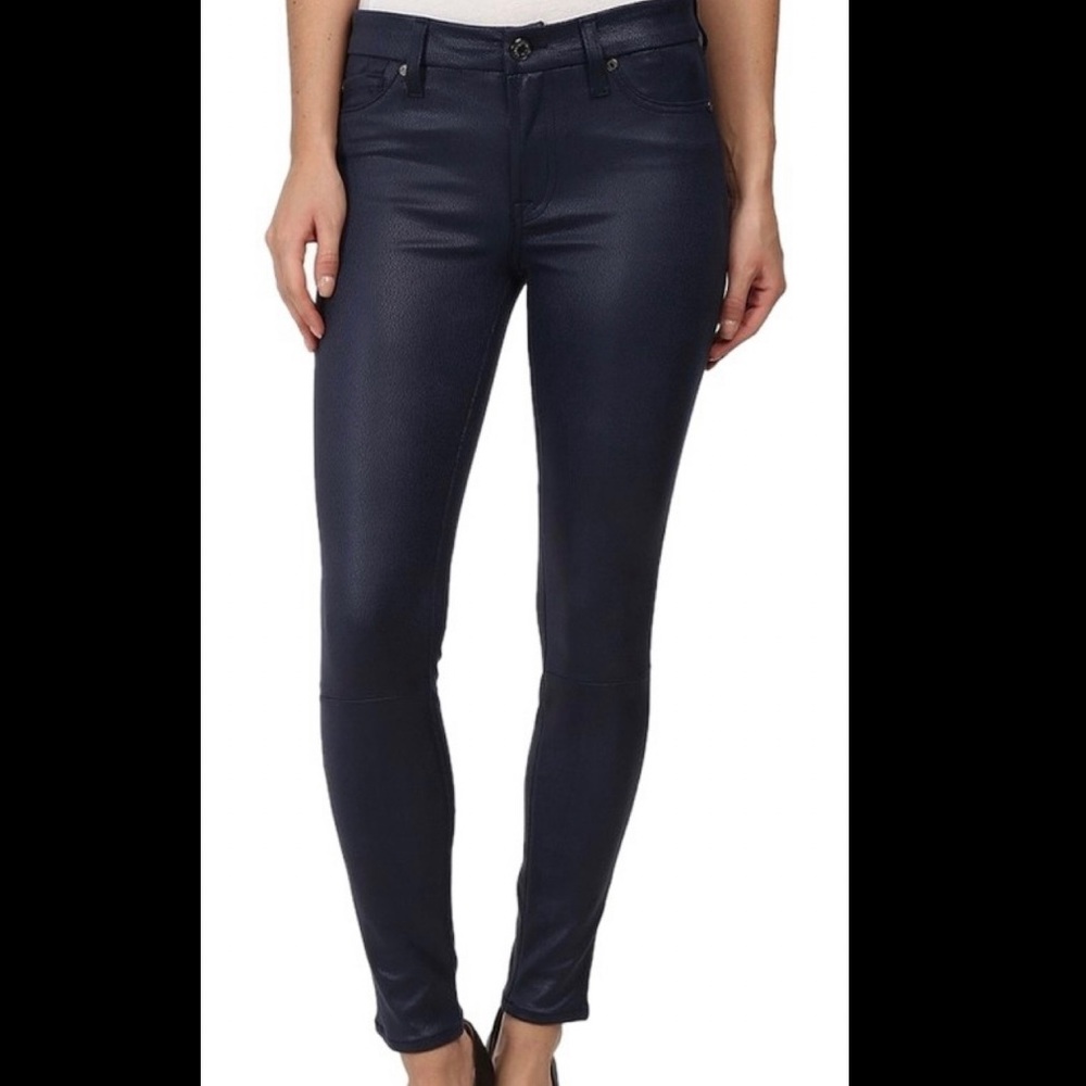 7 for All Mankind coated navy skinny jeans - sz 27